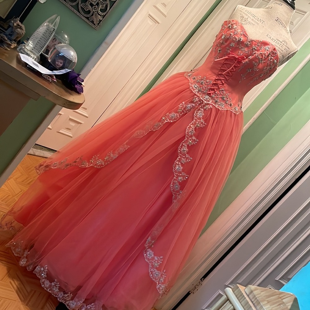 Coral ballroom sweet 16 dress